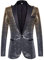 PYJTRL Herren Anzugjacke mit Pailletten (XS, Gold Silver)