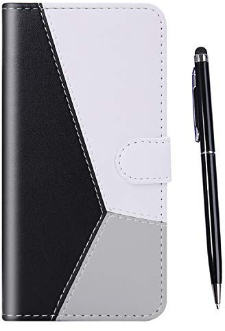 TOUCASA Kompatibel mit Samsung Galaxy J7 2017 / J730 Hülle,Brieftasche PU Leder Flip [Prägung] Embossing Case Magnetverschluss Handytasche Klapphülle (Schwarz)