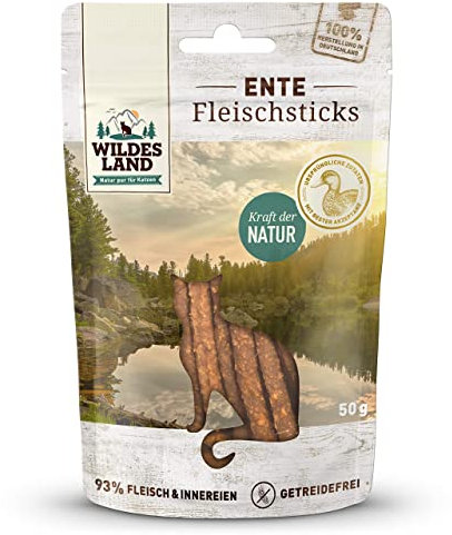 Wildes Land - Fleischsticks Ente - 9 x 50 g - Snack - Katzensnack