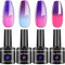 Senvenski Colour Changing Gel Nail Polish Kit, UV/LED Thermal Temperature Nail Art Set with Purple Red Pink Peach Glitter Colours | Manicure Gift Kit for Women, Professional Salon Home Use (WB010)