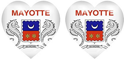 Akachafactory 2X Autocollant Sticker Drapeau Coeur YT Mayotte