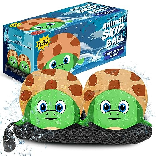 Activ Life Animal Skip Balls (Lot de 2) Jouets Tortues pour Enfants Jeux de Piscine pour Enfants Jouets Aquatiques pour Tout-Petits de 3 Ans 2 à 4 Ans Meilleurs Jouets de Piscine Jouets de Natation