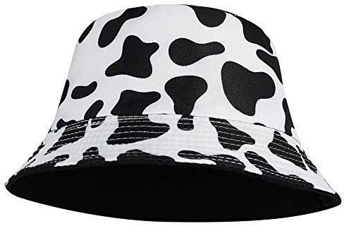 Vikodah Bedruckt Kuh Reversible Fischerhut (Kopfumfang 56-58cm), Black Cow Print, M