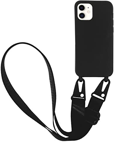 MyGadget Handykette für iPhone 11 - TPU Hülle mit Band - Handyhülle mit Handyband zum Umhängen Kordel Schnur Case Schutzhülle - Schwarz