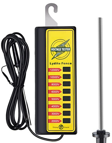 Tragbarer Zaun-Spannungsprüfer 8 Anzeigeleuchten Zaun-Fehlersucher Spannungsmesser Landwirtschaftsgeräte für Vieh,Elektrozaun-Tester, Elektrozaun-Spannungsprüfer Max 12 kV, Zaun-Spannungsprüfer,