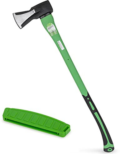 WilFiks Spaltaxt, 91,4 cm, Campingbeil zum Hacken und Anzünden von Holz und Ästen, geschmiedeter Karbonstahl, Handmaulwerkzeug für Gartenarbeit, Fiberglas-Stoßdämpfungsgriff mit rutschfestem Griff