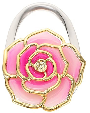 Faltbarer Handtaschenhalter in Rosenblumenform Zinklegierung Acryl Taschentischhaken Handtaschenhalter Blumen-geldbörsenhalter