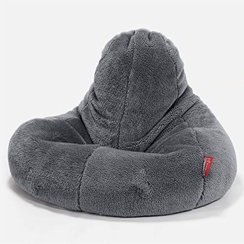 Lounge Pug - Gaming Sitzsack Sessel - Teddy Kunstfell Dunkelgrau - Ultra LUX - Sitzsack Sessel