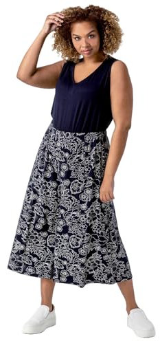 Roman Curve Women Plain V-Neck Vest Top - Ladies Spring Everyday Summer Evening Vacation Work Holiday Sleeveless Smart Casual - Navy - Size 30