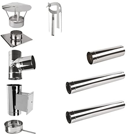 Edelstahlschornstein Einwandig SET 3,5m; Schornstein Bausatz Kamin Ofen 0,6 (Set: 3,5m, Ø 160 mm)