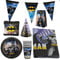 Party Factory `Batman´ XXL-Set, 10 Becher, 10 Teller, 20 Servietten, 1 Tischdecke, 1 Wimpelkette, 10 Partyhüte und 10 Partytüten