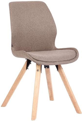CLP Besucherstuhl Luna Kunststoff I Stoff I Samt I Kunstleder I Lehnstuhl mit Holzgestell, Farbe:Taupe, Material:Stoff