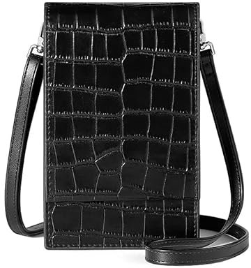 David Jones - Handy Umhängetasche Damen - Telefon Kleine Crossbody Bag PU Leder - Frau Schultertasche Mini Tasche - Abendtasche Handtasche Clutch - Elegant Reise Party Arbeit - Schwarz Kroko