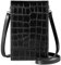 David Jones - Sac Bandoulière Téléphone Portable Femme - Petit Sac à Main Porté Epaule - Mini Pochette Sacoche Elégant - Simili Cuir Croco - Ville Travail Voyage Soirée - Noir