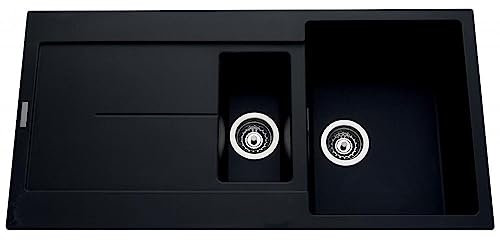 Astini Quadro 1.5 Bowl Granite Black Reversible Kitchen Sink & Waste