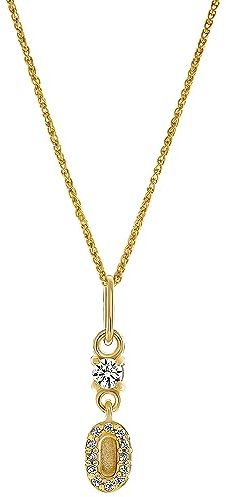Orphelia 925 Silver Pendant with Chain Gold Plated with Big and Small Zirconium