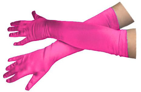 jokeshop Ladies Long Satin Gloves Opera Evening Princess 1920's Party Fancy Dress Prom (Hot Pink)