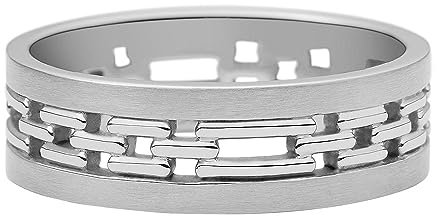Fossil Ring für Männer Silberfarbener Edelstahl, B: 7.2mm, JF04212040