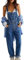 Loalirando Tuta Lunga in Denim da Donna Salopette Donna Denim Monopezzi da Donna Eleganti Pantaloni Larghi Jeans Tuta Casual (Blu, L)