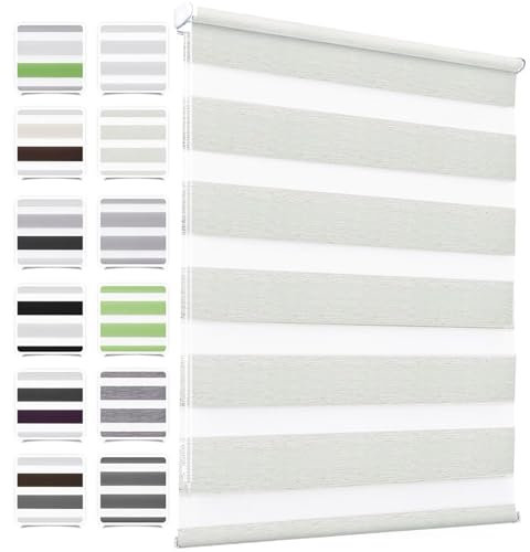 MupFup Doppelrollo Klemmfix ohne Bohren 115x110cm(BxH) Holzlook Buche,Rollo mit Lichtdurchlässig und Verdunkelnd/Höhe Stufenlos Verstellbar für Schlafzimmer,Badezimmer,Wohnzimmer Fenster und Tür