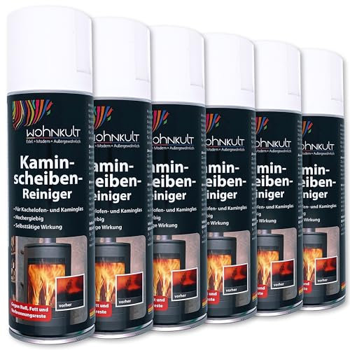 Wohnkult 6 limpiadores de 300 ml para estufa de chimenea, cristal de chimenea de alto rendimiento