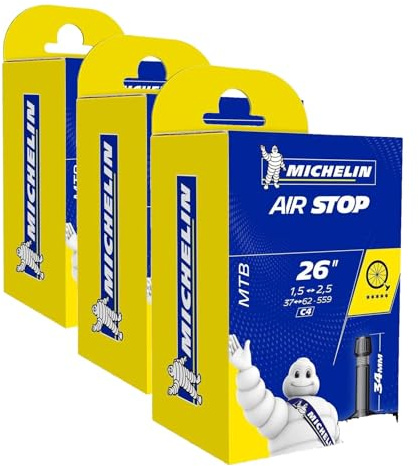Michelin Schlauch C4 Airstop 26 Standart 34 Cámara MTB 26 x 1.50-2.20, válvula Schrader (Gorda), 34 mm, Deportes al Aire Libre, Ciclismo,componentes de Bicicleta, Negro, 37/62-559