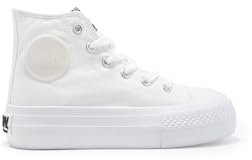 B&W Break&Walk Zapatillas Altas Lona Plataforma Blanco B&W - Zapatillas Casual Mujer y niña cómodas (Plata/Talla 37), 8744201355602