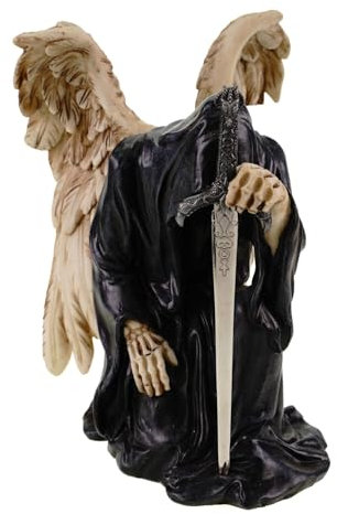 Kremers Schatzkiste Grimreaper Brieföffner - Schwert Todesengel 20 cm Figur Deko Polyresin zum hinstellen Dekoration Totenkopf