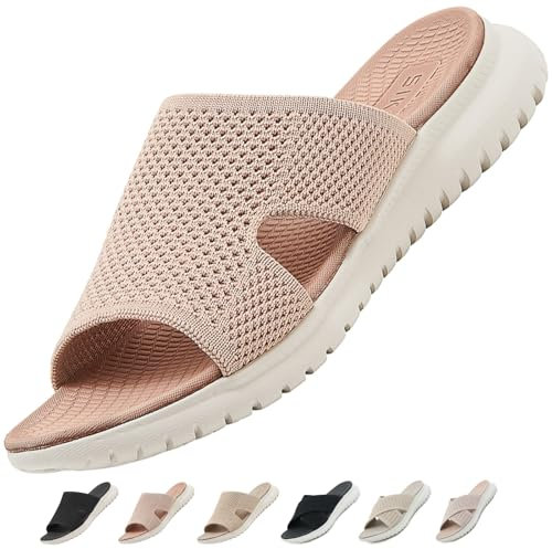 ZDQ Sandales Femme Été Confortable Orthopédique Chaussons Legere Chaussures Plate Claquettes Rose 36