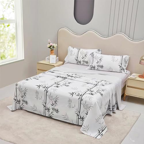 H HANSEL HOME Juego de Sábanas Cama 135, Juego Sábanas 135x190/200cm 4 Piezas, Microfibra Extra Suave, Sábanas Bajera Ajustable, Encimera, 2 Fundas de Almohada - Juego Sábanas Bambú