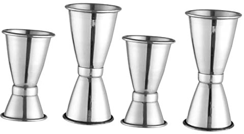 Amosfun 4 Stück Unzenbecher aus Edelstahl wein messgerät Weinbecher Tassen kaffee messbecher bar zubehör barzubehör Messbecher für Barkeeper Doppelkopf-Unzenbecher Rostfreier Stahl Silver