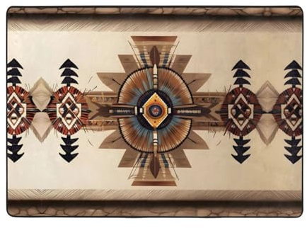 WZYWHJ Teppiche, Wohnzimmer-Fußmatten, Läufer, rutschfest, Kinderzimmermatte, Spielteppich, 203,2 x 147,3 cm, Indianer-Malerei
