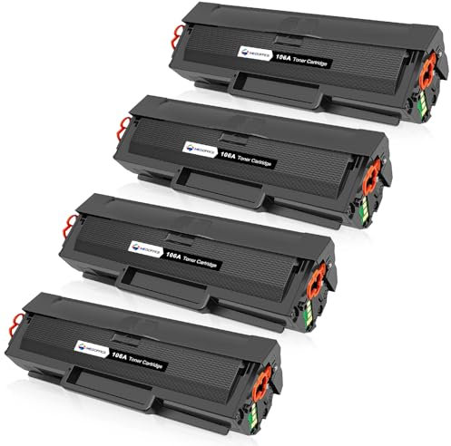 MEGOFFICE 106A W1106A Schwarz Toner Kompatibel für HP 106A Toner Kompatibel für HP Laser 107W 107A 107R MFP 135WG 137FWG 135A 135R 135W 137FNW(4 Schwarz)