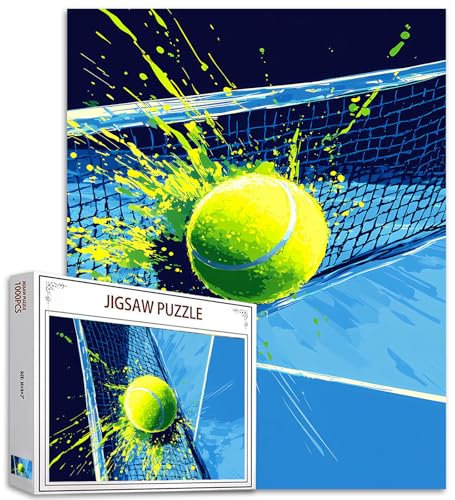 Tennis 1000 Piece Jigsaw Puzzles for Adults and Children - Tennis Ball Doodle Puzzles - Graffiti Art - Challenging Family Activity Games - Colorful DIY Craft for Home Decor & Gifts