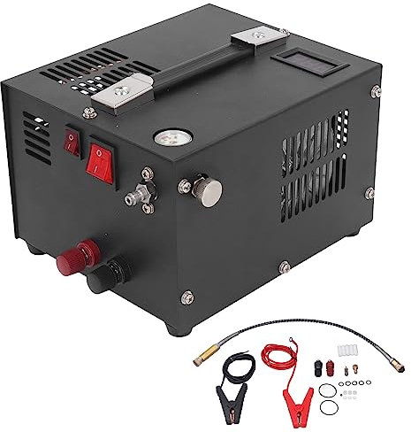 FLEXMAN DC 12V PCP Luftkompressor, 4500Psi 30Mpa Tragbarer Elektrischer Luftkompressor mit Luftschlauch, 300W Hochdruck Luftkompressor Zum Tauchen Im Freien, Brandbekämpfung