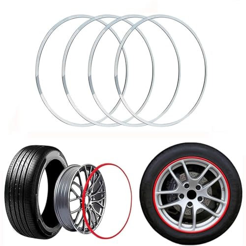 Felgenschutz, Außenschutz für Leichtmetallfelgen, 4-teilig, universeller Felgenschutz für Leichtmetallfelgen, 17-22 Zoll Radkantendekor, Klebestreifen, Reifenpflegeschutz, Fahrzeug-Umrüstsch