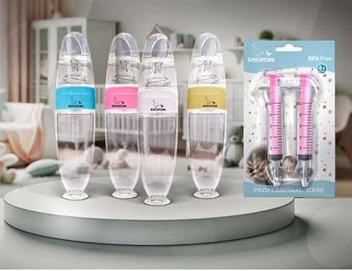 Pack Bebé: Biberón Rosa con Cuchara de Silicona + Irrigador Rosa Nasal – Alimentación y Cuidado del Bebé (Rosa, 90 ml)