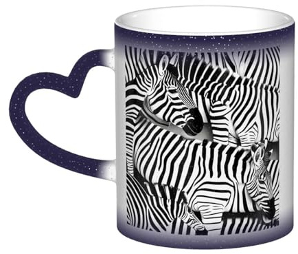 KOUUIP Zebra print Color Changing Mug,11 Ounce Ceramic Tea Cup Heat Sensitive Drinking Cup Coffee Mugs
