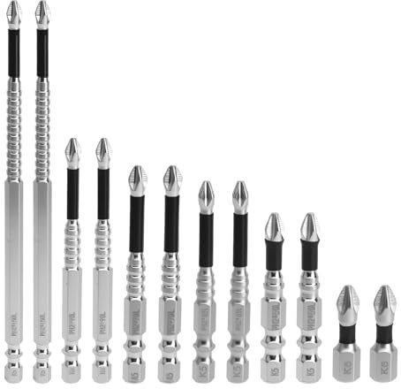 ZMDMAH Set di 12 punte da trapano ad alta magnetica, per trapani a percussione e avvitatore elettrico, 25, 50, 65, 70, 90, 150 mm, set di punte magnetiche