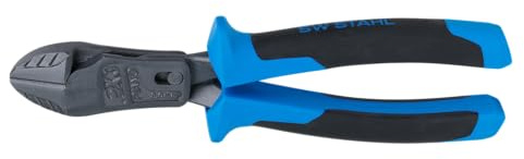SW-Stahl 40546L Kraft-Seitenschneider 200 mm - Seitenschneider mit 2K-Griff | Hebelübersetzung für Klavierdraht, titanbeschichtete Schneiden, ölgehärtet 62 HRC, ergonomischer Griff, Silber-Schwarz