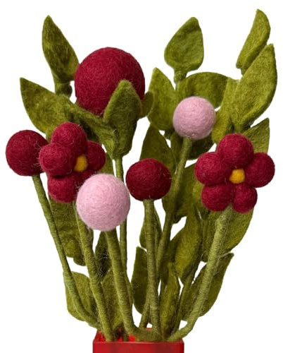 your castle Blumenstrauß aus handgearbeiteten Filzblumen, fairer Handel, nachhaltige Deko aus Filz, realistische Kunst- Textil-Filzblumen Set, Stoffblumen, Filzblüten, Joy