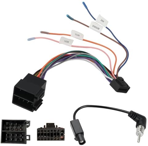 Autoradio Adapter 16 Pin auf ISO Kabelbaum mit Antennenadapter, ISO Adapter Autoradio, 16-poliger Auto Kabel Stecker für VW Polo Golf Passat Beetle BMW