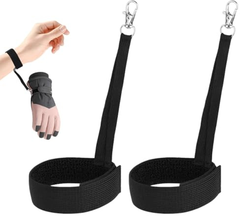 Quesuc 1 Paar Outdoor-Sporthandschuh-Schlaufen Skihandschuh-Schlaufen Klettergurt Mit Schlüsselring Polyester Für Ski, Outdoor-Aktivitäten, Bergsteigen Schwarz