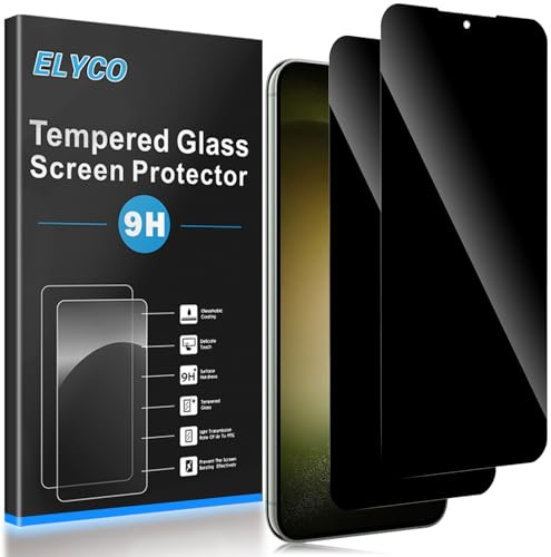 ELYCO Protection Écran Anti-Espion pour Samsung Galaxy S23 Plus, 2 Pièces | Anti-Spy Film Verre Trempé, 9H Dureté, Anti-Rayures, Sans Bulles, Installation Facile