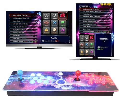 3516 DX Vertical Horizontal Switchable, 3 faces Cocktails, 3D Box Classic Retro Arcade Game Console, Precision LED Push Button 8 Way Joysitck USB Trackball, 1280 x 720, 4P Games