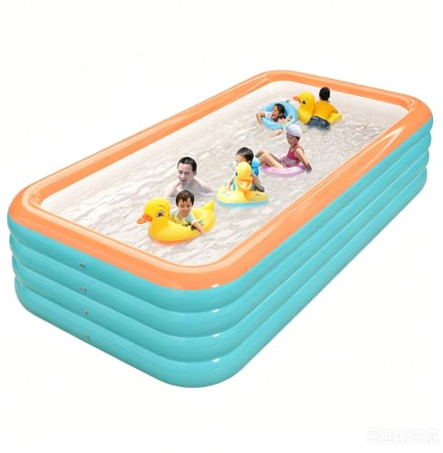 Easnuroz Piscinas Hinchables Piscina Familiar De 180-468 Cm con Estructura De PVC De 4 Capas Reforzada para Uso Exterior(318 * 180 * 75cm)
