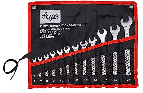 DEMA Ringschlüssel Gabelschlüssel Set – 12-teiliges Maulringschlüssel Maulschlüssel Set, robust & präzise