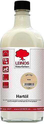 LEINOS Holzöl 250 ml | Hartöl Weiß für Tische Möbel Arbeitsplatten | Teak Eiche Möbelöl für effektive Versiegelung und langanhaltenden Schutz im Innenbereich