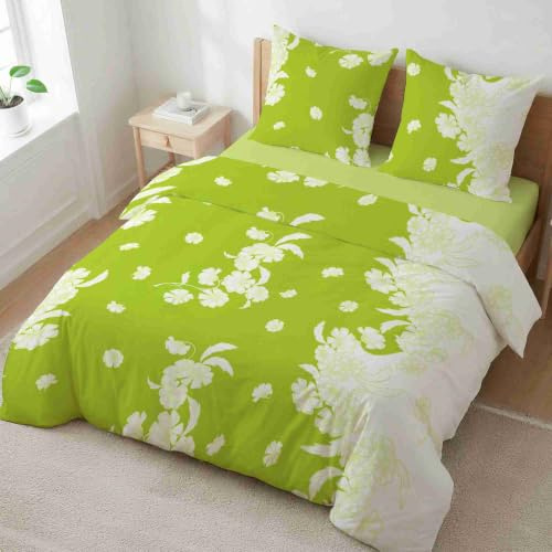 etérea Microfaser Bettwäsche 135x200 cm + 80x80 cm Kimi Grün | 100% Polyester · Soft-Peach-Veredlung · Reißverschluss · 60°C waschbar · Ganzjahres · STANDARD 100 by OEKO-TEX
