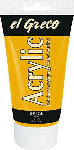 KREUL 28551 - El Greco Acrylic, 150 ml Tube in gold, hochpigmentierte, glänzende Acrylfarbe in Studienqualität, buttrig vermalbar, für pastose Malerei